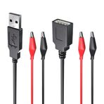 Goupchn USB - Çift Bakır Timsah Klipsleri Test Ucu Seti Erkek Dişi USB Konektörü Timsah Klipsleri Elektrik Devresi Testi için