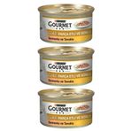 Gourmet 3x85 gr Gold Parça Etli Somonlu Tavuklu Yaş Kedi Maması