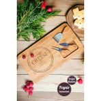 Gourmet Cheese Peynir Sunum Tahtası 3 Bıçaklı Naturel Bambu Kahvaltı Servis Sunum Yemek Tabağı Seti - 2 Bıçaklı