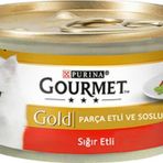 Gourmet Gold 24X85 gr Parca Etli Sığır Konserve Yetişkin Kedi Maması