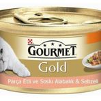 Gourmet Gold 85 gr Parça Etli ve Soslu Alabalık & Sebze Konserve Kedi Maması