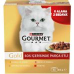 Gourmet Gold Box Sos İçerisinde Parça Seri Kedi Yaş Maması 85 Gr x 8 Adet ( 8 Al 6 Öde)