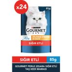 Gourmet Gold Gourmet Purina Gourmet Perle 85 gr Izgara Sığır Etli Yetişkin Kedi Konservesi 24 Adet Premium Kalite Mama