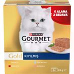 Gourmet Gold Kıyılmış Karışık Kedi Konserve Maması 8 Al & 6 Öde 680 Gr