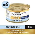 Gourmet Gold Kıyılmış Ton Balıklı Yaş Kedi Maması 85 gr x 6 Adet Besleyici İçerik ile Ton Balığı