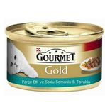 Gourmet Gold Parça Etli Somonlu ve Tavuklu 6x85 gr Yetişkin Kedi Konservesi