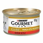Gourmet Gold Parça Etli Soslu Sığır Etli 85 gr Yetişkin Kedi Konservesi