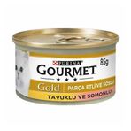 Gourmet Gold Parça Etli Soslu Somonlu Tavuklu 6x85 gr Yetişkin Kedi Konservesi