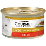 Gourmet Gold Parça Etli Soslu ve Sığır Etli 12x85 gr Kedi Konserve