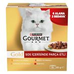 Gourmet Gold Parça Sığır Etli Yaş Kedi Maması Multipack 85 gr.(8 Al 6 Öde)