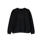 Gövde Kalp Desenli Nakış Bisiklet Yaka Sweatshirt - Sevgililer Günü Hediyesi