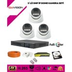GoVision 3'lü 5mp 4K Ultra Ip Kamera Seti - Beyaz