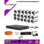 Govision Go Vision 18'li Güvenlik Ip Kamera Seti - 5mp Dış Mekan Kamera, 3.6mm Lens, H.265, Poe, Warm LED Gece Görüşlü - Beyaz