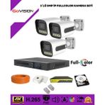 Govision Go Vision 3'lü Güvenlik Ip Kamera Seti - 5mp Dış Mekan Kamera, 3.6mm Lens, H.265, Poe, Warm LED Gece Görüşlü - Beyaz