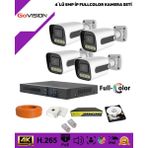 Govision Go Vision 4'lü Güvenlik Ip Kamera Seti - 5mp Dış Mekan Kamera, 3.6mm Lens, H.265, Poe, Warm LED Gece Görüşlü - Beyaz
