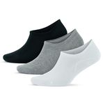 GoWith 3'lü-6'lı Bambu Beyaz Gri Siyah Elastan No Show Görünmez Dikişsiz Yürüyüş Spor Koşu Sneakers Erkek Çorap 3103 (3, Beyaz-Gri-Siyah, 43-46)