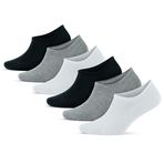 GoWith 3'lü-6'lı Bambu Beyaz Gri Siyah Elastan No Show Görünmez Dikişsiz Yürüyüş Spor Koşu Sneakers Erkek Çorap 3103 (6, Beyaz-Gri-Siyah, 43-46)