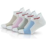 Gowith 4'lü Pamuklu Yumuşak Elastanlı Renkli Çekçekli Spor Kadın Patik Çorabı 2082 - Beyaz - Beyaz - Kapalı Gri - 35 - 38