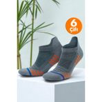 Gowith 6'lı Bambu Gri Spor Desenli Güçlendirilmiş Yıkamalı Kutulu Dikişsiz Nefes Alabilir Performans Sneaker Kısa Patik Erkek Çorap 3150 - 40 - 44
