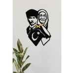 Gowpenart Atatürk ve Annesi Zübeyde Hanım Siyah Metal Duvar Saati / Ev & Ofis Saati / Hediye Saat - 55x38 cm