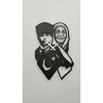 Gowpenart Atatürk Ve Annesi Zübeyde Hanım Siyah Metal Duvar Saati-ev/ofis Saati-hediye Saat 70x32 Cm