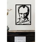 Gowpenart Çerçeveli Atatürk Portresi İmzalı Dekoratif Siyah Metal Duvar Tablosu Ev ve Ofis Dekoru