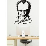 Gowpenart Dizayn Atatürk Portre İmzalı Dekoratif Siyah Metal Duvar Tablosu Ev & Ofis Dekoru 1,5 Mm Kalınlık