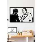 Gowpenart Dizayn Atatürk Ve Köylü Adam Dekoratif Siyah Metal Duvar Ev & Ofis Tablosu - Hediye Tablo