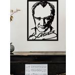 Gowpenart Dizayn Çerçeveli Atatürk Portresi İmzalı Dekoratif Siyah Metal Duvar Tablosu Ev & Ofis Dekoru