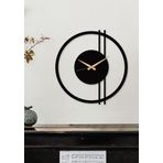 Gowpenart Dizayn Double Line Metal Siyah Duvar Saati - Ev - Ofis Saati - Hediye Saat - 60 x 58 Cm