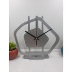 Gowpenart Dizayn Gravel - Çakıl Taşı Metal Gümüş - Silver Masa Saati - Ev - Ofis Saati - Hediye Saat 21 x 20 Cm