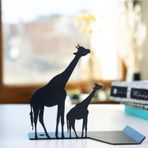 Gowpenart Dizayn Masa Üstü Metal Ergonomik Telefon - Tablet Tutucu Stand 1,5 Mm Kalınlık Siyah Hayvan Figürlü (Zürafa)