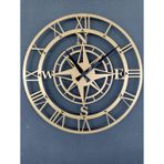 Gowpenart Dizayn Pusulalı Metal Gold - Altın Duvar Saati 1,5 Mm Kalınlık 41x41 Cm