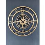 Gowpenart Dizayn Pusulalı Metal Gold - Altın Duvar Saati 1,5 Mm Kalınlık 50x50 Cm