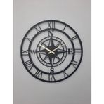 Gowpenart Dizayn Pusulalı Metal Siyah Duvar Saati 1,5 Mm Kalınlık 60 x 60 Cm
