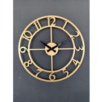 Gowpenart Dizayn Rakamlı Metal Gold - Altın Duvar Saati 1,5 Mm Kalınlık 41x41 Cm