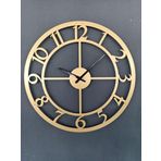 Gowpenart Dizayn Rakamlı Metal Gold - Altın Duvar Saati 1,5 Mm Kalınlık 50x50 Cm