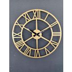 Gowpenart Dizayn Roma Rakamlı Metal Gold - Altın Duvar Saati 1,5 Mm Kalınlık 41x41 Cm