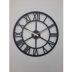 Gowpenart Dizayn Roma Rakamlı Metal Siyah Duvar Saati 1,5 Mm Kalınlık 60 x 60 Cm