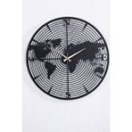 Gowpenart Dünya Haritalı Metal Siyah Duvar Saati 1,5 Mm Kalınlık 60x60 Cm