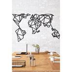 Gowpenart Geometrik Dünya Haritası Ev ve Ofis Metal Duvar Tablosu - 70 x 140 Cm Siyah