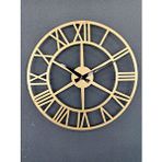 Gowpenart Roma Rakamlı Metal Gold - Altın Duvar Saati 1,5 Mm Kalınlık 41x41 Cm