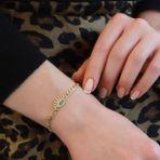 Göz Gurmet Modeli Zirkon Taşlı Gold Kaplama Gümüş Bileklik