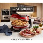 Gözdehome Erato Taşfırınım Doğal Taş Tabanlı Pizza Makinesi - Kırmızı - Taş Fırın - Açık Kırmızı