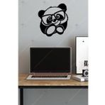 Gözlüklü Panda Ahşap Duvar Dekorasyonu Tablosu