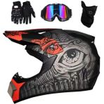 Gözlüklü Tam Yüz MTB Kask Eldiven Maske, Motosiklet Motokros Yetişkin seti Motosiklet arazi Kaza Kask Koruyucu Ekipman DOT Sertifikalı