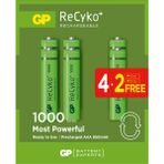 Gp Aaa 950 Mah Şarjlı Ince Kalem Pil 4+2'li Paket GP100AAAHCE4-2BB - 6'lı