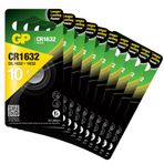 GP Batteries CR1632 1632 Boy Lityum Düğme Pil, 3 Volt, 10 Adet, Gri