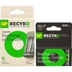 Gp Batteries E221 2 Kanallı Şarj Cihazı 4 Adet Gp Pro 800MAH 1.2V Şarjlı Aaa Ince Kalem Pil Ile Beraber - 4'lü