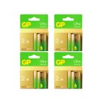 GP Batteries G-TECH Ultra Alkalin Kalın LR20 - D Boy 1.5V 4 Kart 8 Adet Pil